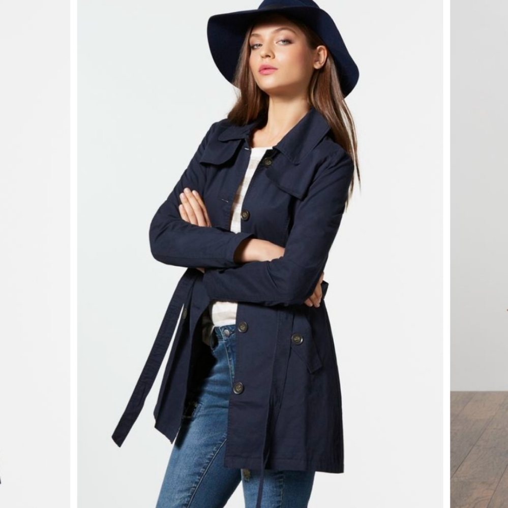 Love Tree Navy Trench Coat - Picture 1 of 11